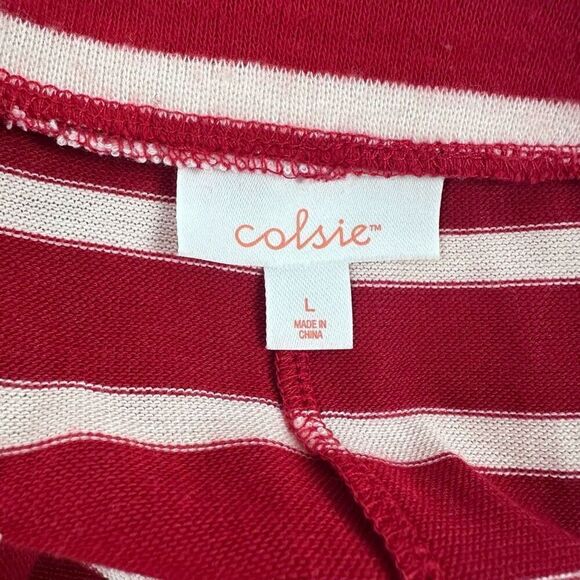 Colsie Women's L 2Pc Crop Top Pajama Lounge Set Red And White Stripes Preppy - Picture 12 of 13